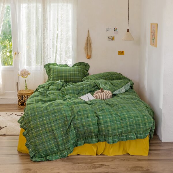 

Plaid Pattern Bedding Set Without Filler, Green
