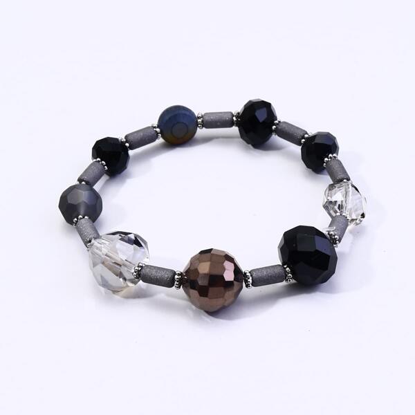 

1pc Beaded Bracelet, Black