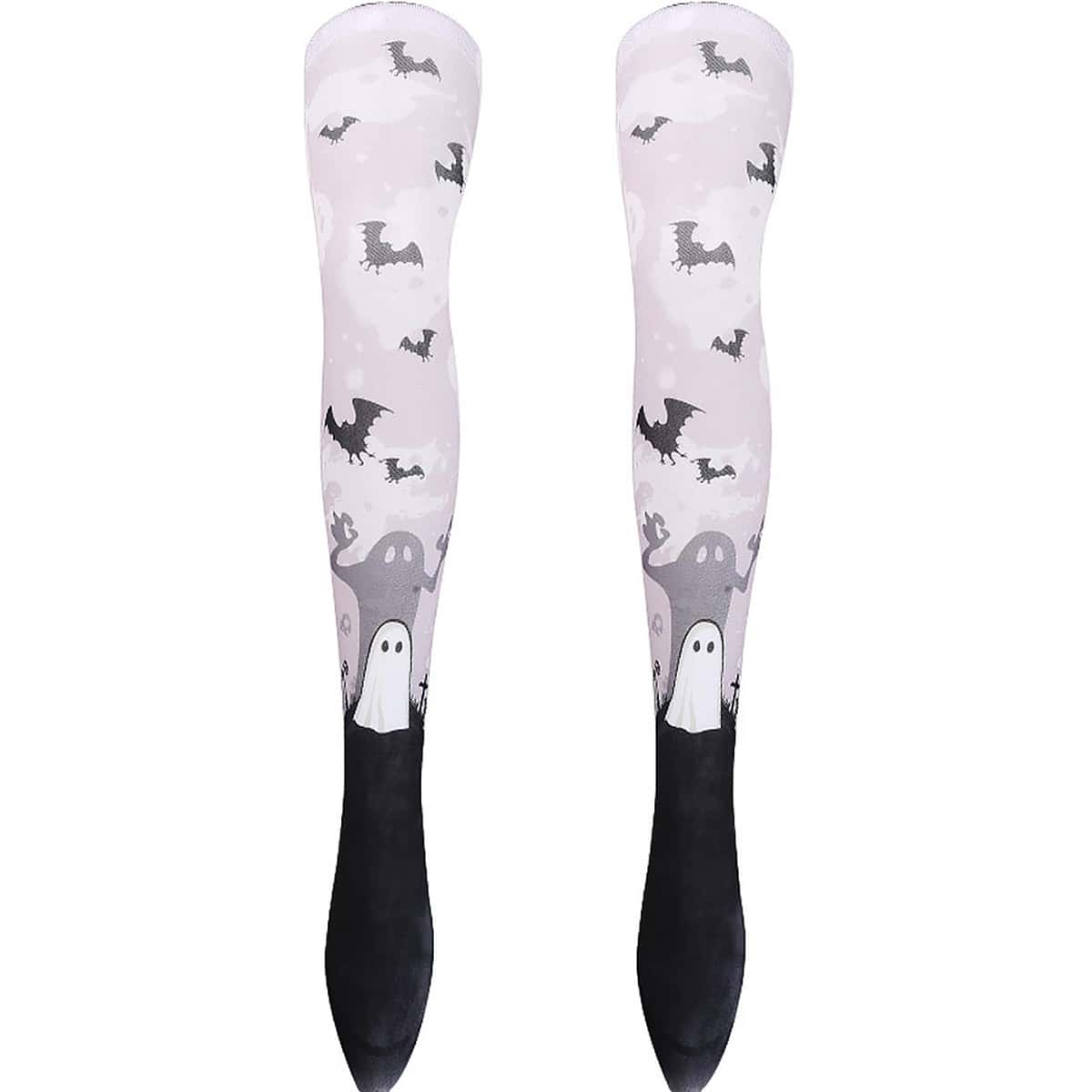 

Halloween Pattern Knee Length Socks, White