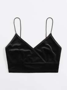 SHEIN EZwear Velvet Surplice Cropped Cami Top