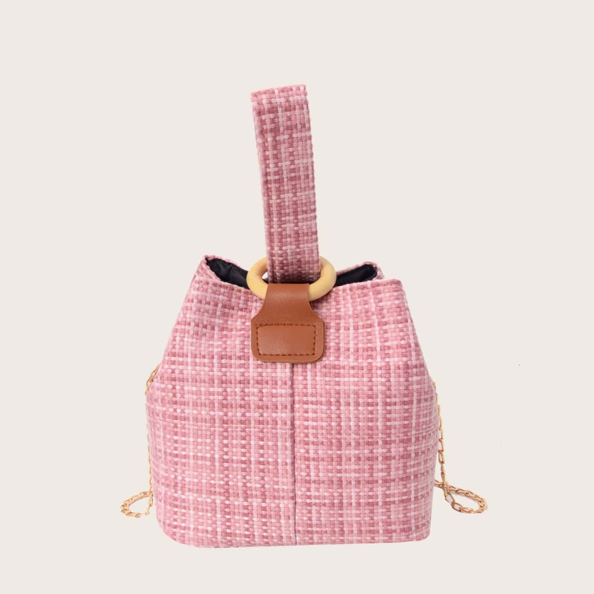 

Woven Chain Satchel Bag, Pink