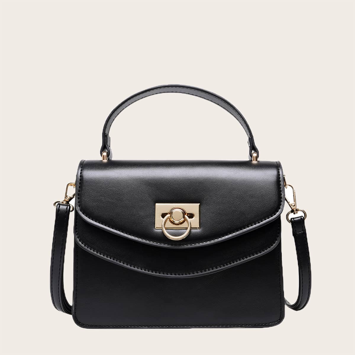 

Minimalist Flap Satchel Bag, Black