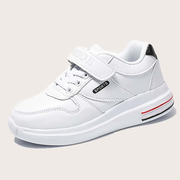 

Girls Letter Graphic Velcro Decor Sneakers, White