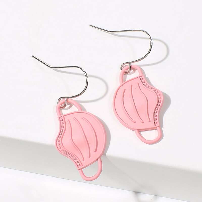 

1pair Mask Drop Earrings, Pink
