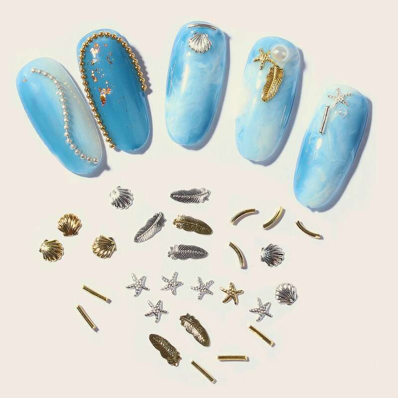 

1box Starfish & Seashell Nail Art Decoration, Multicolor