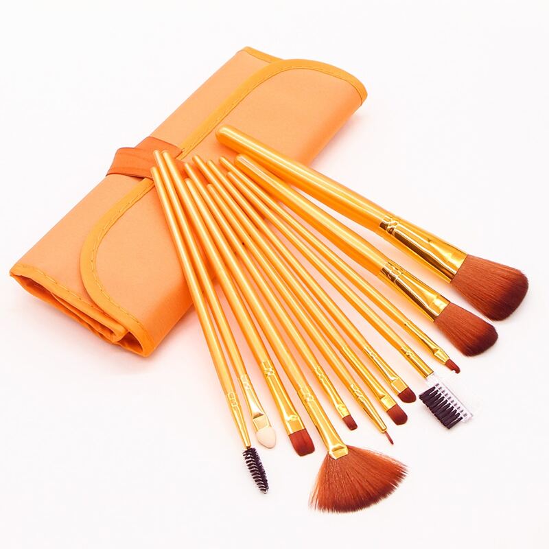 

12pcs Makeup Brush With Case, Orange