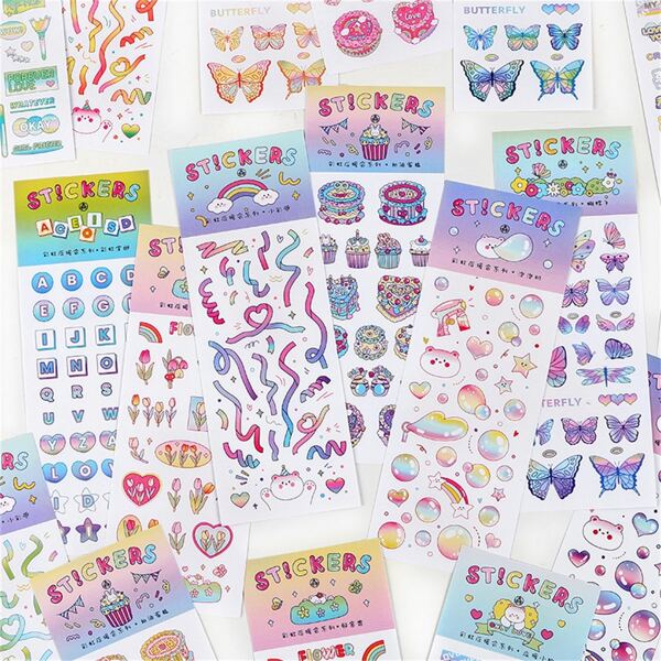 

4sheets Cartoon Graphic Random Sticker, Multicolor