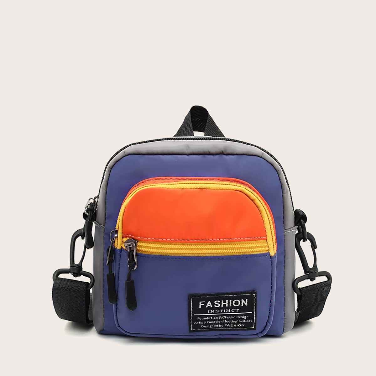 

Color Block Zip Front Crossbody Bag, Purple