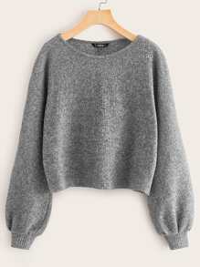 Muchica Jersey jaspeado tejido de canalé recortado - Gris - Ver 1