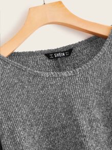 Muchica Jersey jaspeado tejido de canalé recortado - Gris - Ver 3