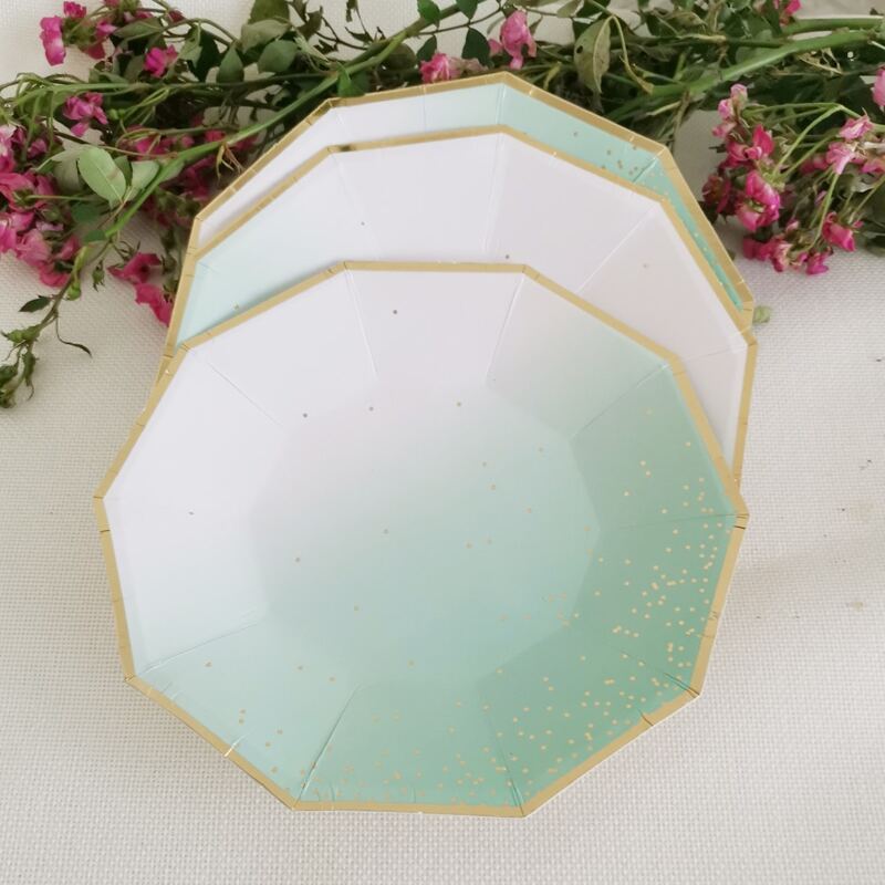 

8pcs Gradient Color Disposable Plate, Multicolor