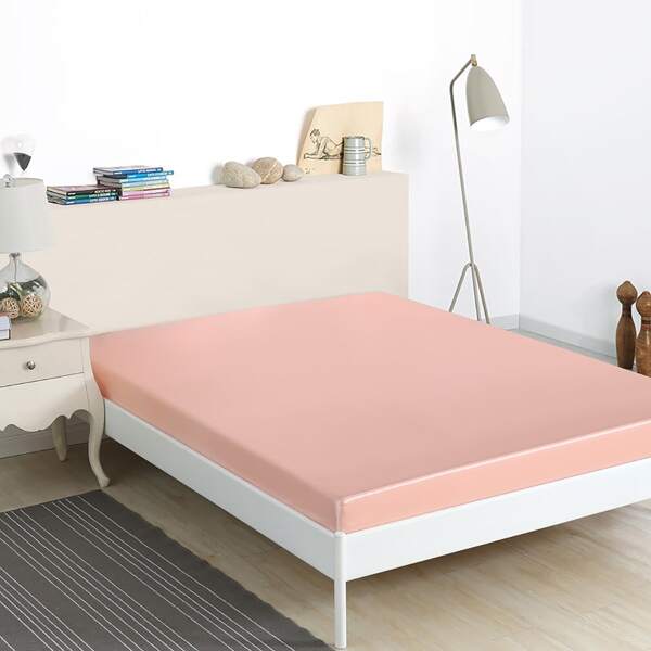 

Plain Satin Fitted Sheet, Pink