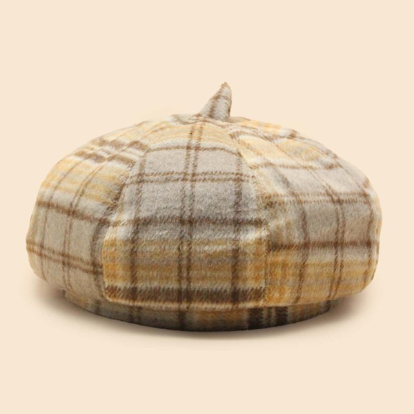 

1pc Plaid Beret, Multicolor