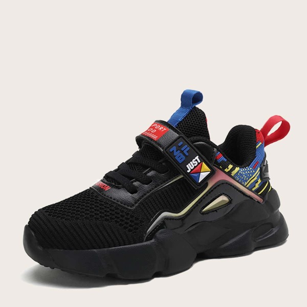 

Boys Letter Graphic Velcro Strap Sneakers, Black