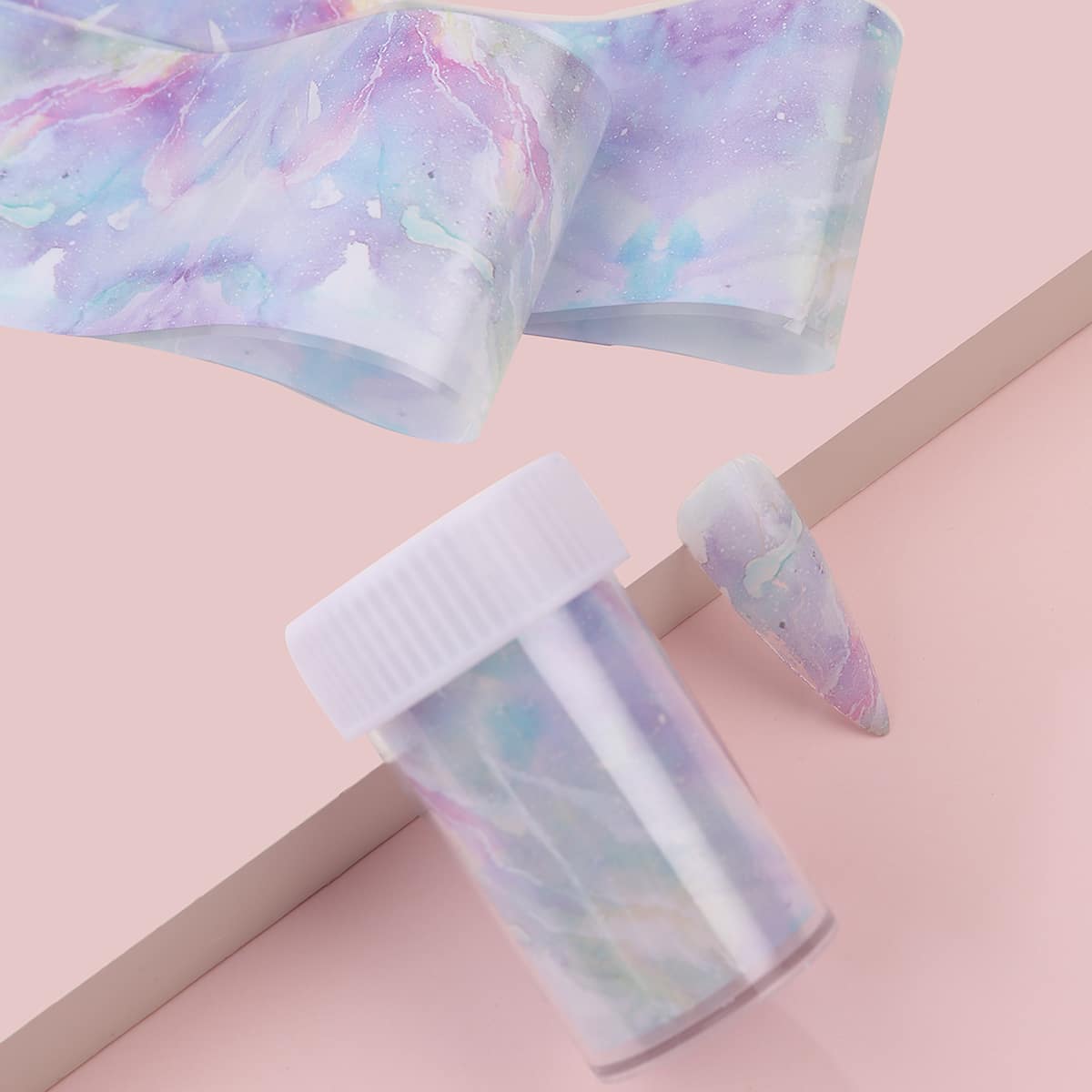

1pc Marble Pattern Nail Sticker, Purple
