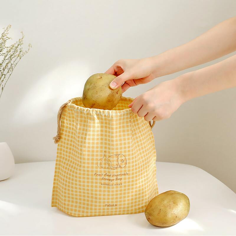 

Plaid Pattern Storage Bag, Yellow