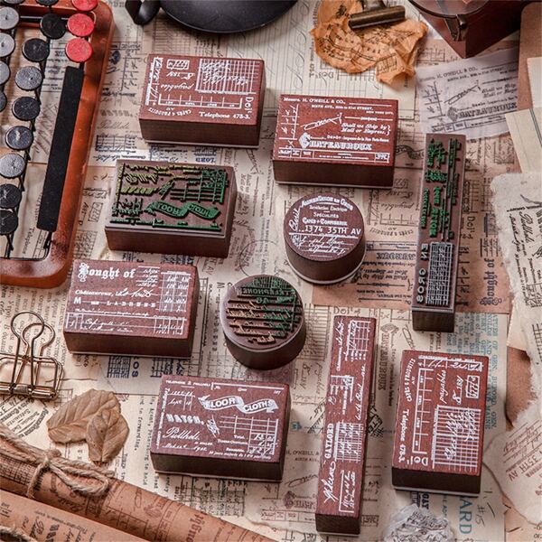 

1pc Random Vintage Pattern Wooden Stamp, Multicolor