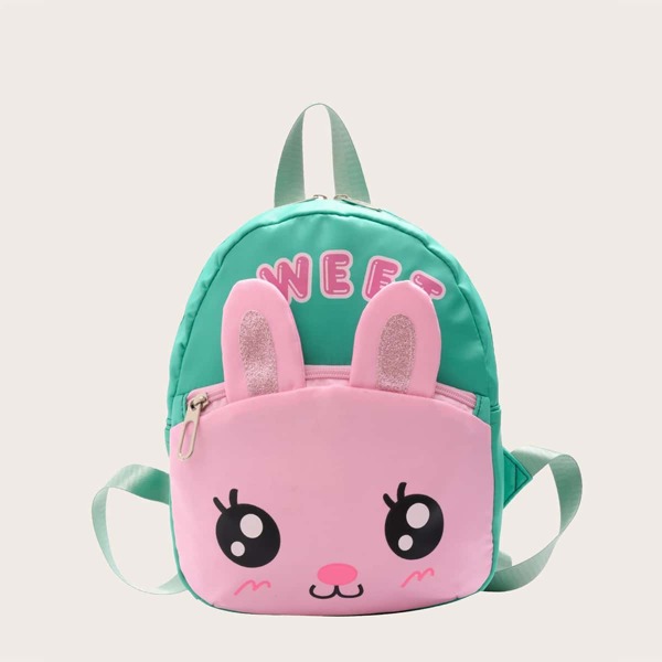 

Girls Cartoon Rabbit Design Backpack, Green
