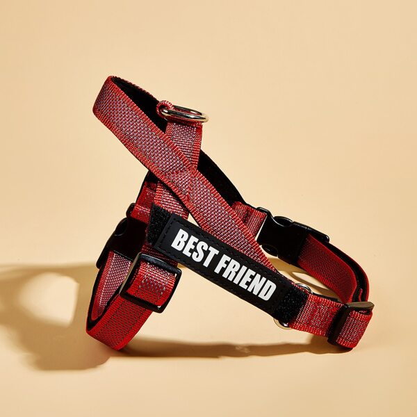 

1pc Dog Letter Graphic Reflective Harness, Red