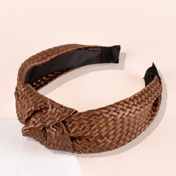 

Knot Decor Woven Hair Hoop, Coffee brown