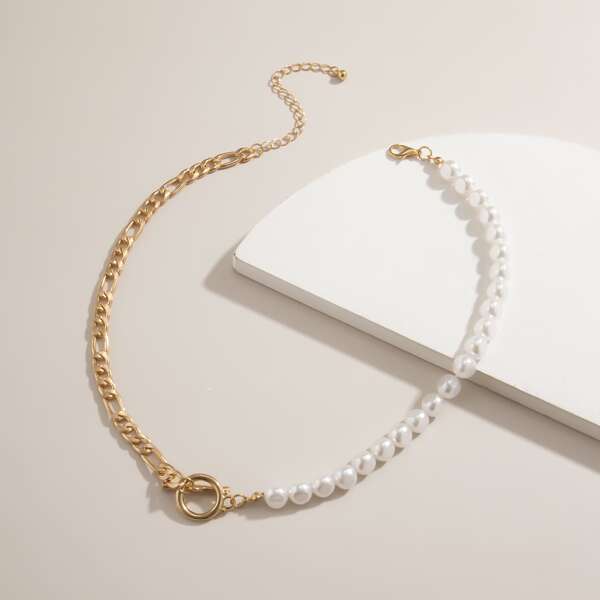 

1pc Faux Pearl Decor Necklace, Multicolor