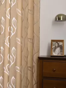 Cortina panel con estampado de hoja - Caqui - Ver 3