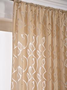 Cortina panel con estampado de hoja - Caqui - Ver 4