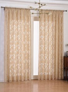 Cortina panel con estampado de hoja - Caqui - Ver 5