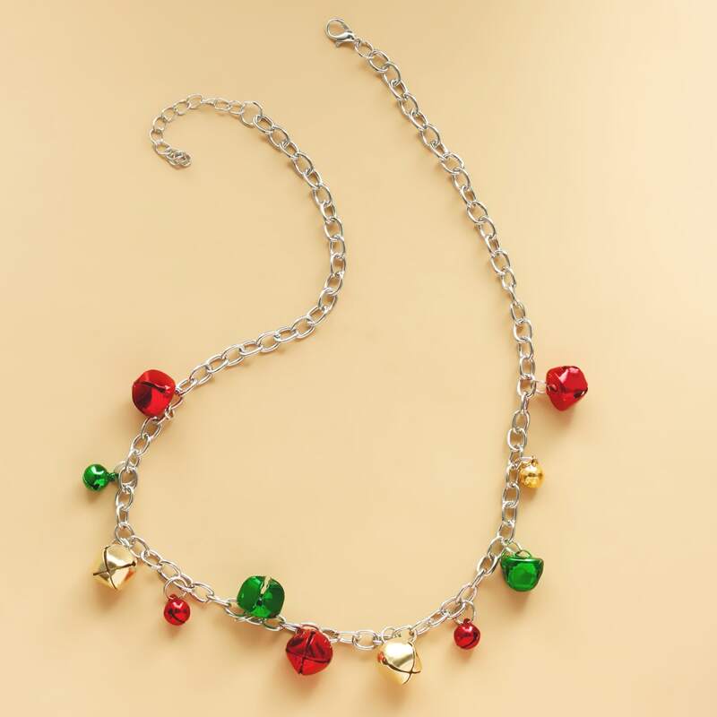 

1pc Christmas Bell Charm Necklace, Multicolor