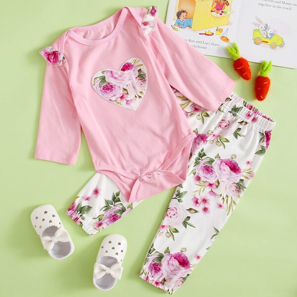 

Baby Girl Ruffle Trim Bodysuit & Floral Pants, Multicolor