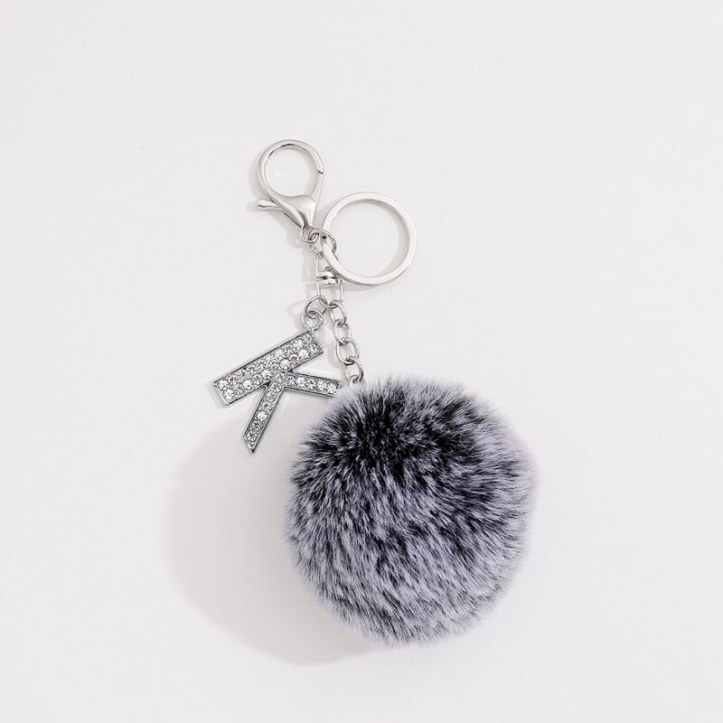 

Pom Pom Charm Keychain, Grey