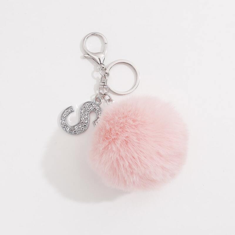 

Pom Pom Charm Keychain, Pink