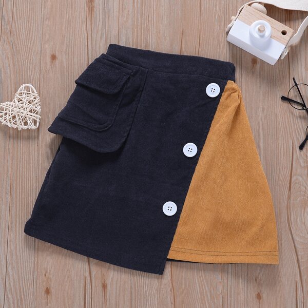 

Toddler Girls Colorblock Button Front Skirt, Multicolor