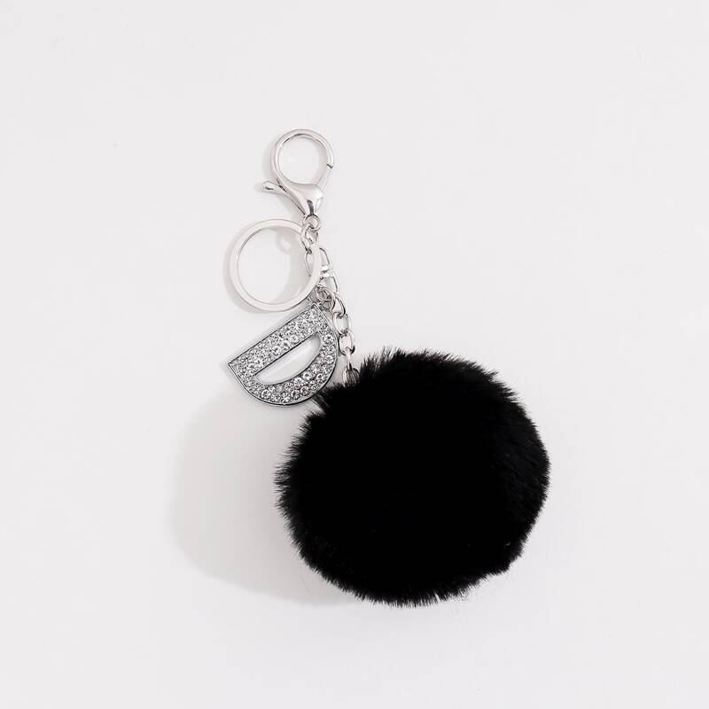 

Pom Pom Charm Keychain, Black