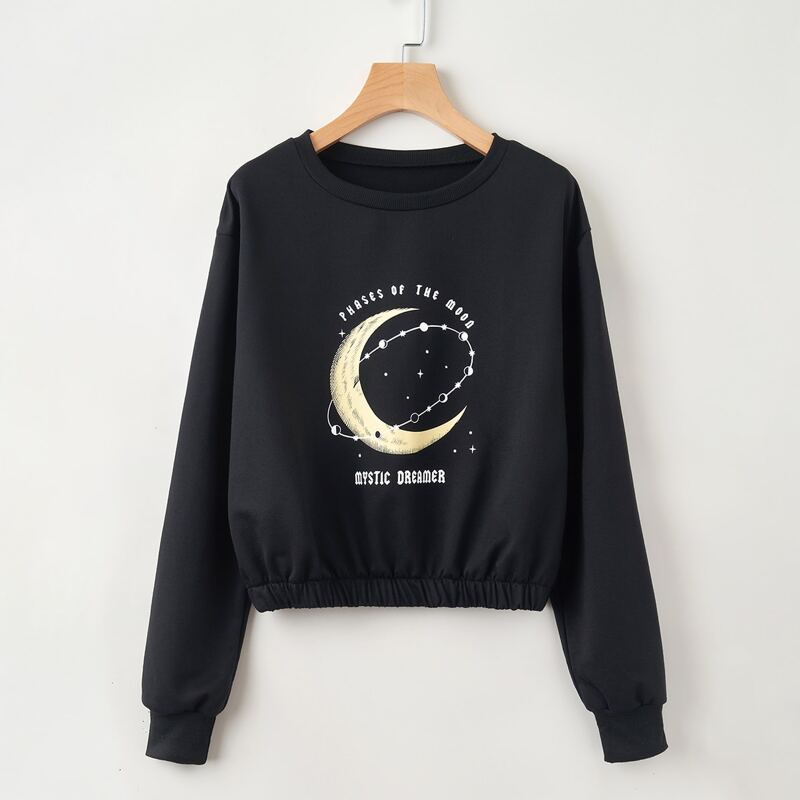 

Letter Moon Graphic Sweatshirt, Black