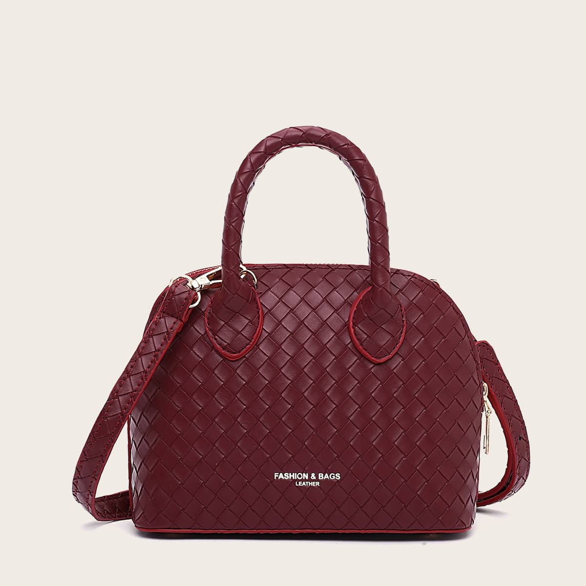 

Braided Design Dome Bag, Red