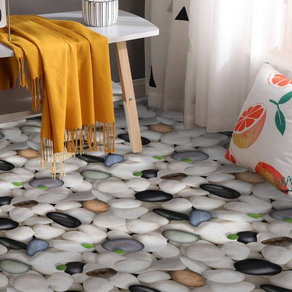 

4pcs 3D Cobblestone Print Floor Mat, Multicolor