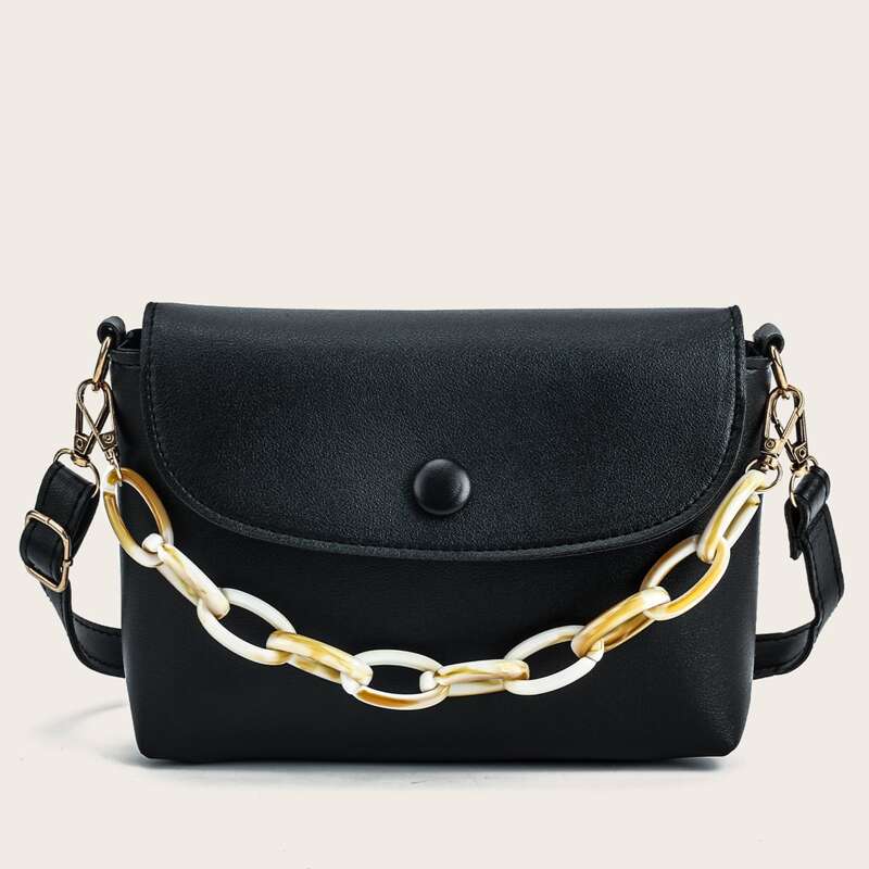 

Minimalist Flap Satchel Bag, Black