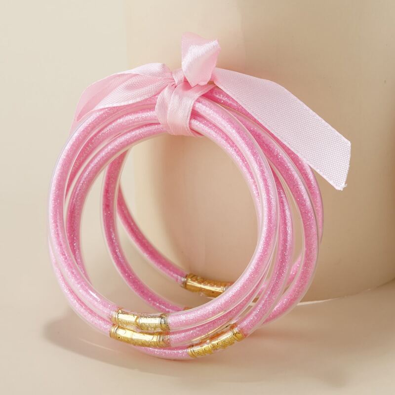 

5pcs Glitter Decor Bangle, Pink