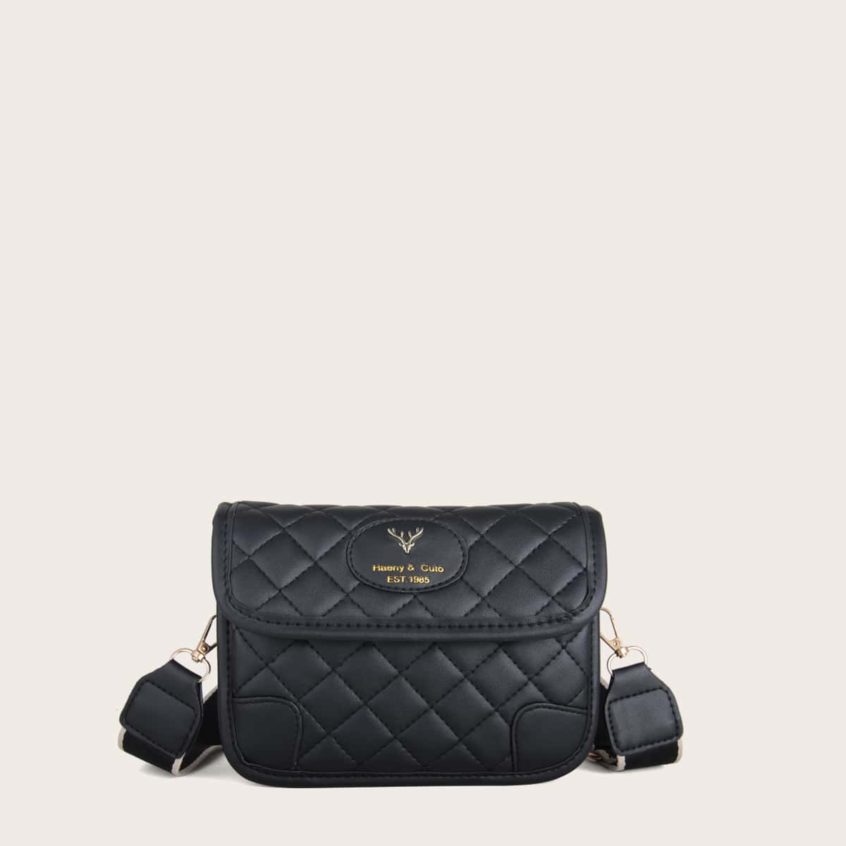 

Quilted Flap Crossbody Bag, Black
