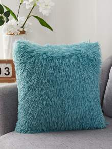 Plain Plush Cushion Cover Without Filler - Cadet Blue - View 3