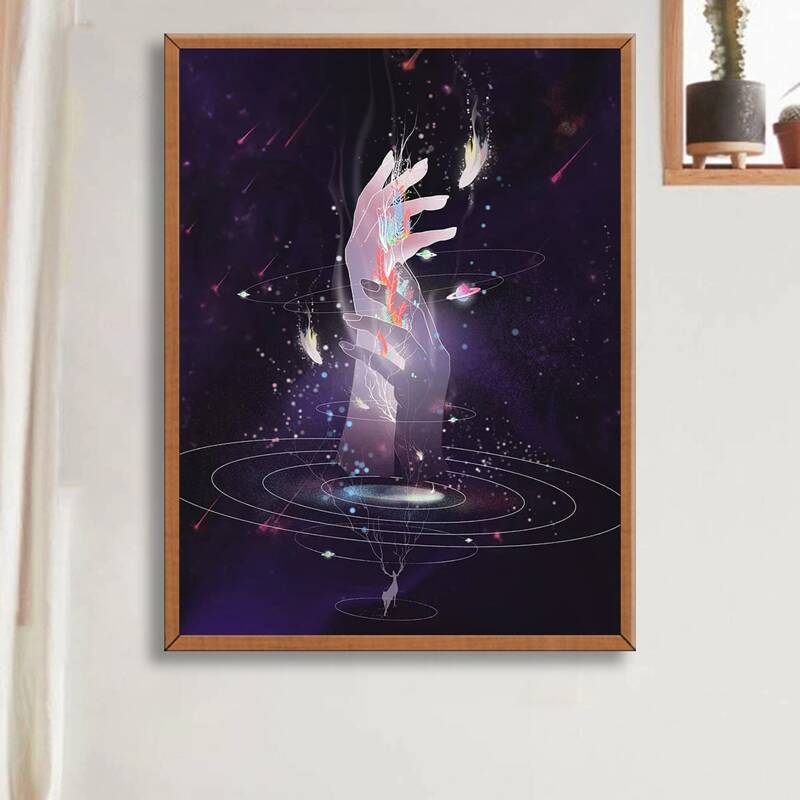 

Hand Print DIY Diamond Painting Without Frame, Multicolor