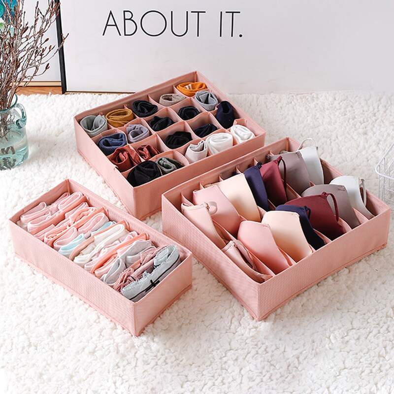 

3pcs Underwear Storage Box Set, Pink