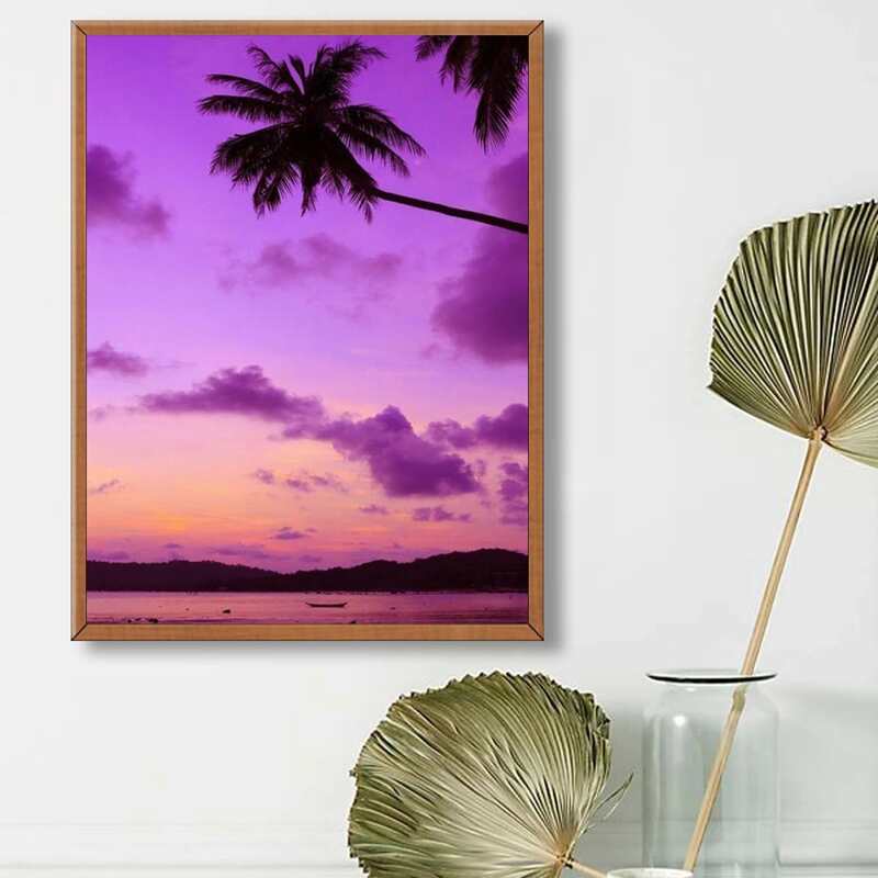 

Landscape Print DIY Diamond Painting Without Frame, Multicolor