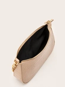 Bolso Baguette Con Cadena Y Estampado De Cocodrilo - Albaricoque - Ver 6