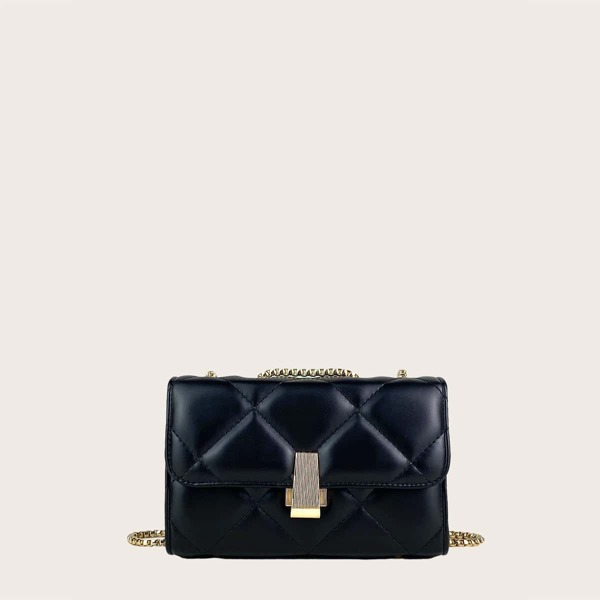 

Quilted Chain Shoulder Bag, Black