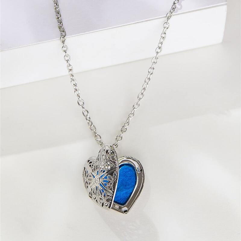 

Open Heart Charm Necklace, Royal blue