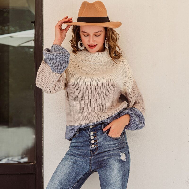 

Turtle Neck Color Block Sweater, Multicolor