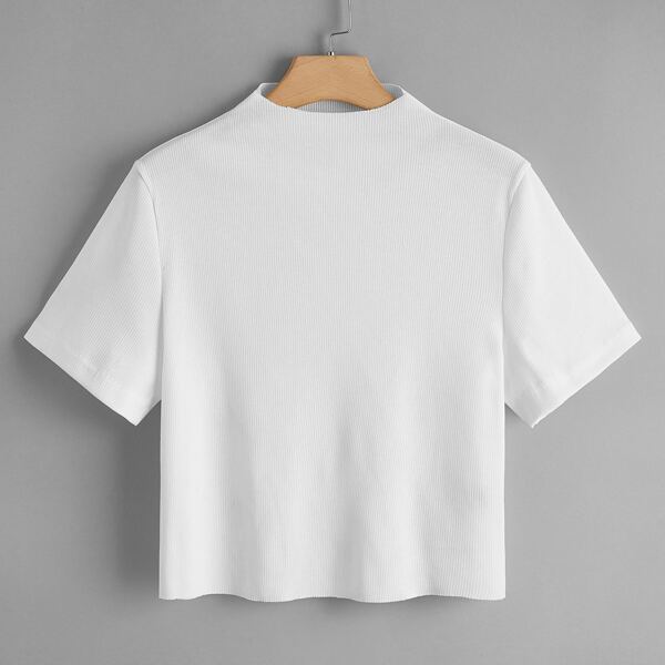 

Plus Solid Rib-Knit Crop Tee, White