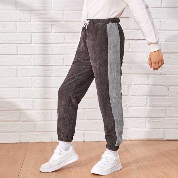 

Boys Contrast Side Seam Cord Pants, Chocolate brown